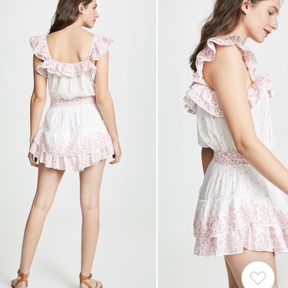 LoveShackFancy Floral Marina White and Pink Sleeveless Dress - Picture 5 of 7